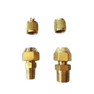 Conector de latón Yiheng de dos vías con rosca gruesa y fina macho NPT para piezas de refrigeración y aire acondicionado - Product Image 2