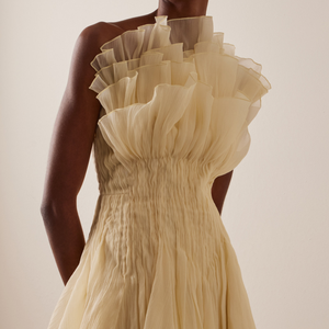 2027 Asymmetrisches Crinkle-Chiffon <span class=keywords><strong>One</strong></span>-Shoulder Mini-Kleid mit Stufenrüschen, geraffter Taille und fließendem Schnitt – Kurzes Cocktail-Partykleid - Product Image 3