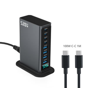<span class=keywords><strong>Chargeur</strong></span> de bureau USB C PD 100W GaN 520W, adaptateur de charge rapide pour téléphone, station de charge à 8 ports PD 100W, alimentation murale - Product Image 1