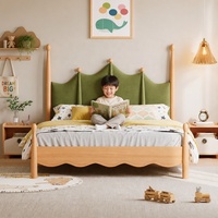 Lit double de dortoir au design rustique moderne, en bois de chêne massif, écologique, durable, avec sommier tapissé doux, cadre de lit pour enfants