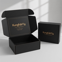 Boîte d'expédition en carton ondulé noir mat personnalisée en gros avec logo en feuille d'aluminium pour coffrets cadeaux de luxe