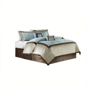 Juego de Edredón Db de 7 Piezas, Tela Satén Tejida con Diseño Floral Sólido, para Cama Queen, King, Super King, para Hogar, Hotel, Bodas - Product Image 1