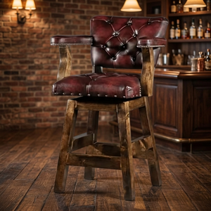 Indoor/<b>Outdoor</b> Hotel and Bar Chair with Wooden Side Table Industrial Iron Frame Modern Design Versatile for Restaurant Home Use - Product Image 2