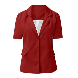 Dames Blazers Met Korte Mouwen Sjaalkraag Vest Zomer Open Voorwerk Kantoorjack Dames Tops Witte <span class=keywords><strong>Blazer</strong></span> - Product Image 5