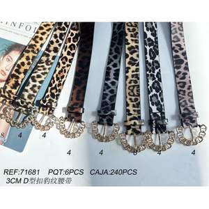 Cintura in tessuto con stampa leopardata, fibbia ad anello a D da 3 cm, accessorio moda donna, stile casual, materiale in poliestere - Product Image 1