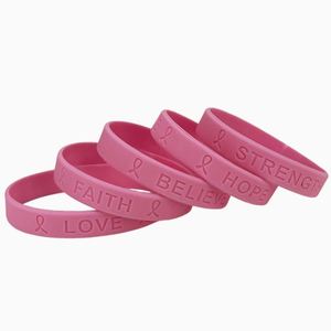กำไลข้อมือซิลิโคนเพื่อการรณรงค์ป้องกันมะเร็งเต้านมแบบกำหนดเองจากโรงงาน พร้อมโลโก้และข้อมูลส่งเสริมการขายตามสั่ง - Product Image 4
