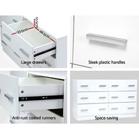 Armoire de rangement en bois blanc moderne et durable avec 6 tiroirs coulissants en métal, 3 niveaux, pour salon et chambre à coucher (vente en gros)