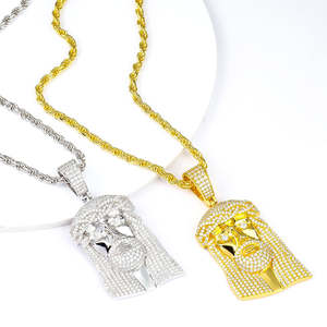 Vente en gros de bijoux en diamant moissanite certifié GRA glacé pour hommes, chaîne en argent 925, collier hip hop, pendentif Jésus - Product Image 1
