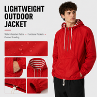 Veste coupe-vent à capuche mi-zippée personnalisée pour homme, en nylon léger, vêtements d'extérieur, fabricant OEM ODM