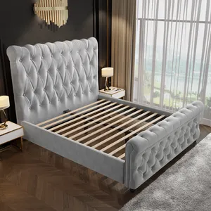 Hot sale modern design tufted home furniture kids bed upholstered king queen children's bed