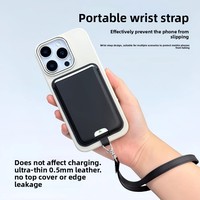 Dompet Ponsel Tipis Kulit PU Magnetik dengan Tali Pergelangan Tangan, Kantong Bisnis, Logo Kustom, Tempat Kartu Ponsel Tipis untuk Magsafe