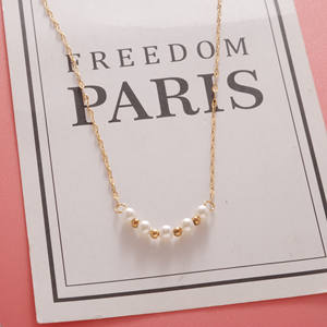 HOVANCI-collar de acero inoxidable chapado en oro de 18k para mujer, gargantilla de cuentas de perlas, cadena de eslabones - Product Image 6