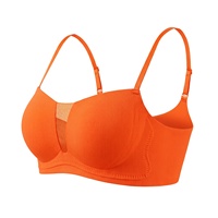 Soutien-gorge sans armatures, style français, décolleté en V profond, sans coutures, confortable, léger, respirant, avec maintien et effet push-up