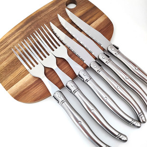 Ensemble de 6 couteaux à steak en acier inoxydable <span class=keywords><strong>Laguiole</strong></span> cuillère à café Fourchettes à dîner Couteaux de cuisine <span class=keywords><strong>Couteau</strong></span> de table dentelé 4.5 pouces - Product Image 2