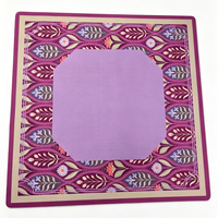 Tapis de jeu de mahjong américain de 31,5 pouces, tapis de jeu de mahjong vintage à fleurs violettes en caoutchouc antidérapant et insonorisant pour jeux de table