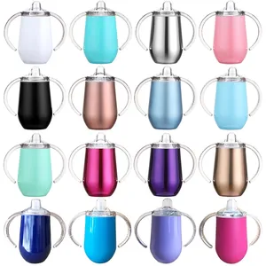 12Oz Ei Cup 12Oz Sippy Kindje Tumbler Met Houder Dubbele Wand Vacuüm Geïsoleerde Rvs Melk Mokken Sippy cup Met Houder