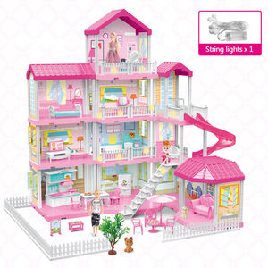 MILI semblant jouer 416 pièces fille princesse jouet accessoires meubles bricolage assemblage grande taille rêve rose <span class=keywords><strong>maison</strong></span> de poupée avec fille poupée - Product Image 1