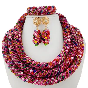 Yulaili Latest Design Victorian Colorful Hand-knitted Jewelry Set Women Jewelry Design Jewelry Sets YL118