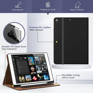 Para Laudtec <span class=keywords><strong>iPad</strong></span> 10th Gen <span class=keywords><strong>10</strong></span>,<span class=keywords><strong>9</strong></span> Pbk327, funda a prueba de golpes, soporte multiángulo, portalápices, bolsillo para tarjetas, Fundas para tabletas de cuero Pu - Product Image 3