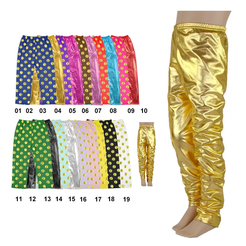 Ropa de tela brillante de cuero con estampado Digital para niña, pantalones formales personalizados, 8 años