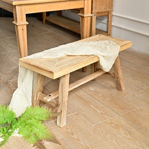 Muebles de Estilo Rústico Contemporáneo Personalizados, Banco Largo de Madera, Silla Rústica para Sala de Estar - Product Image 1