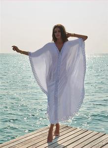 C3539 casuales de las mujeres cubierta Ups <span class=keywords><strong>blanco</strong></span> de verano, ropa de <span class=keywords><strong>playa</strong></span>, <span class=keywords><strong>kaftan</strong></span> venta al por mayor de la India - Product Image 3