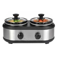 Appareils de cuisine Boîtier en acier inoxydable réglable Double mijoteuse Chauffe-buffet Mini électrique 1.25Qt 2 Pot Mijoteuse