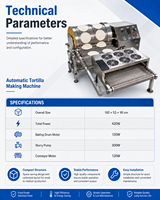 Machine automatique multifonction pour la fabrication de tortillas, roti, chapati, lavash et crêpes, capacité de 30 pièces/minute, multi-tension pour