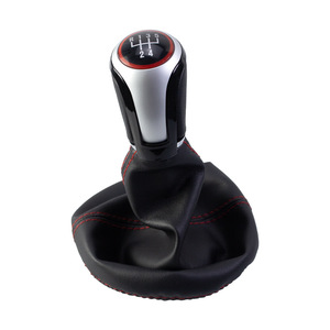 Volkswagen Golf Leather Gear <b>Shift</b> <b>Knob</b> 5-Speed Ergonomic Design Black With Red Stitching - Product Image 3