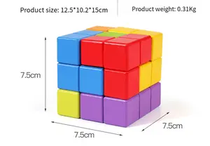 COMMIKI Educational Toys For Kids 3x3x3 Wooden Block Wooden Connecting Blocks Wood Block Cube