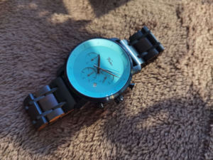 Montre pour homme en acier inoxydable, nouveau Design, LOGO personnalisé, bracelet en bois, chronographe, montres à Quartz <span class=keywords><strong>de</strong></span> luxe OEM - Product Image 2