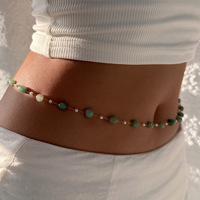 Bijoux de corps sexy, chaîne de corps en or 18 carats, chaîne de taille en perles de pierre naturelle, chaîne de ventre en acier inoxydable pour filles