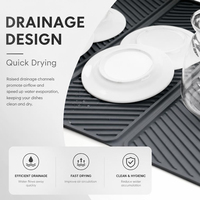 Tapis de séchage pliable en silicone pour évier de cuisine, égouttoir à vaisselle, économiseur d'espace, tapis de séchage pour comptoir, imperméable, résistant à la chaleur, antidérapant