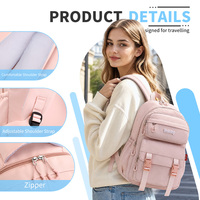 Sac à dos étudiant personnalisé avec logo, sac à dos rose tendance avec plusieurs compartiments et grande capacité, sac à dos pour ordinateur portable avec fermeture éclair