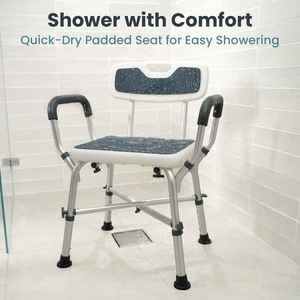 <span class=keywords><strong>Chaise</strong></span> <span class=keywords><strong>de</strong></span> <span class=keywords><strong>douche</strong></span> à <span class=keywords><strong>hauteur</strong></span> <span class=keywords><strong>réglable</strong></span>, capacité <span class=keywords><strong>de</strong></span> 450 lb avec accoudoirs rembourrés et dos, équipement <span class=keywords><strong>de</strong></span> sécurité pour salle <span class=keywords><strong>de</strong></span> bain pour personnes âgées handicapées - Product Image 2