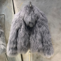 Veste élégante en fourrure de mouton de Mongolie naturelle blanche, col montant, fourrure moelleuse, vêtements d'extérieur pour femmes, manteau en fourrure de mouton véritable pour l'hiver