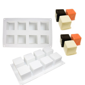 8 Piece Square Silicone Cake Mold Cube Shape Baking Mold For Mousse Chocolate Soap Making Commercial Use - Product Image 1