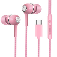 JYD grosir S12C tipe-c suara bagus bass berat Stereo headphone in-ear earphone berkabel dengan mikrofon