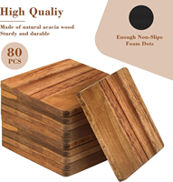 Sous-verres carrés en bois de chêne faits à la main avec supports antidérapants en silicone