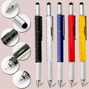 Cheap multifunction Tool Pen Screwdriver Ballpoint Pen Horizontal Capacitor Touch Screen Metal Scale Gift Tool Pen