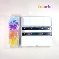 Art Kreation TB-MS Weißblech-Aquarellbox für Aquarellmalerei Pigmentfach Farbenfrohes Rutschfestes Design Verschiedene Themen