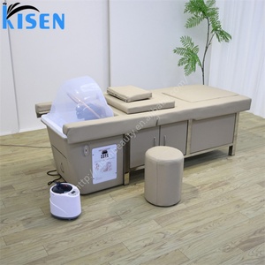 Kisen Durable Shampoo Bed with Electric Adjustable Functions Foot Bath Head Spa Customized Salon Thai Massage Table with Cabinet - Product Image 4