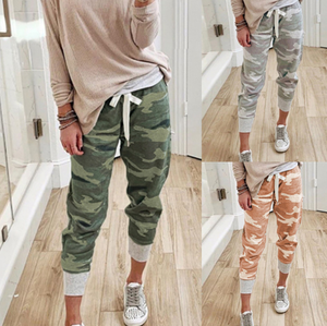 Nuovi <span class=keywords><strong>Pantaloni</strong></span> Casual da <span class=keywords><strong>Donna</strong></span> Stile Europeo e Americano, Traspiranti, Lunghezza <span class=keywords><strong>alla</strong></span> <span class=keywords><strong>Caviglia</strong></span>, Vestibilità Ampia, Stampa Mimetica Tie-Dye con Lacci - Product Image 2