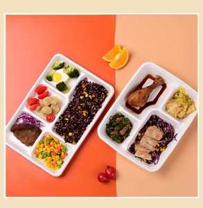 Vaisselle jetable personnalisable à 6 compartiments avec couvercle, biodégradable et compostable, pour les écoles, les hôpitaux, les plats à emporter, les fêtes - Product Image 2