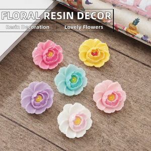 Décorations plates en résine personnalisées, motifs floraux mignons et colorés, accessoires de bricolage pour l'artisanat, objets d'art de collection, vente en gros - Product Image 2