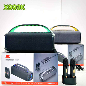 X993K En promotion, Enceinte karaoké portable Bluetooth 10 W avec radio FM, lecteur de cartes TF/USB, fonction TWS, microphone, éclairage RGB en tissu et connectivité sans fil <span class=keywords><strong>BT</strong></span> - Product Image 2
