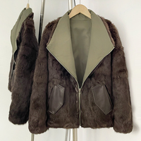OFTBUY Veste de luxe double face réversible pour femme, manteau en cuir véritable et fourrure, veste aviateur vintage en peau de mouton, vêtement d'extérieur chaud pour l'hiver