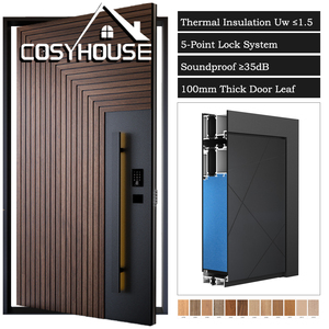 Luxury Marble Finish Main Entrance Door with <b>Smart</b> <b>Lock</b> Modern Aluminum Front Entry Door for Villa Villa House - Product Image 6