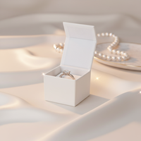Boîte à bague simple en cuir PU blanc avec aimant – Offre spéciale
