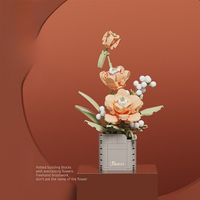 Nouvelles fleurs en blocs de construction chinois, style libre, fleurs éternelles, esthétique zen, modèle de construction, décoration de bureau pour salon de thé, OEM